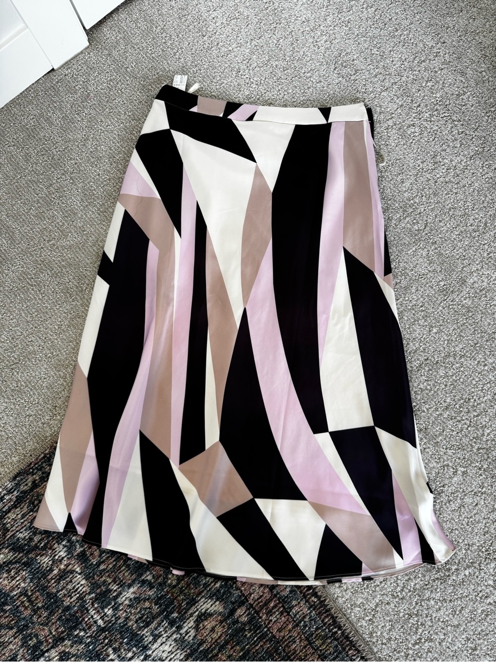 MOTF Geometric A-Line Skirt in Black, Pink & Cream